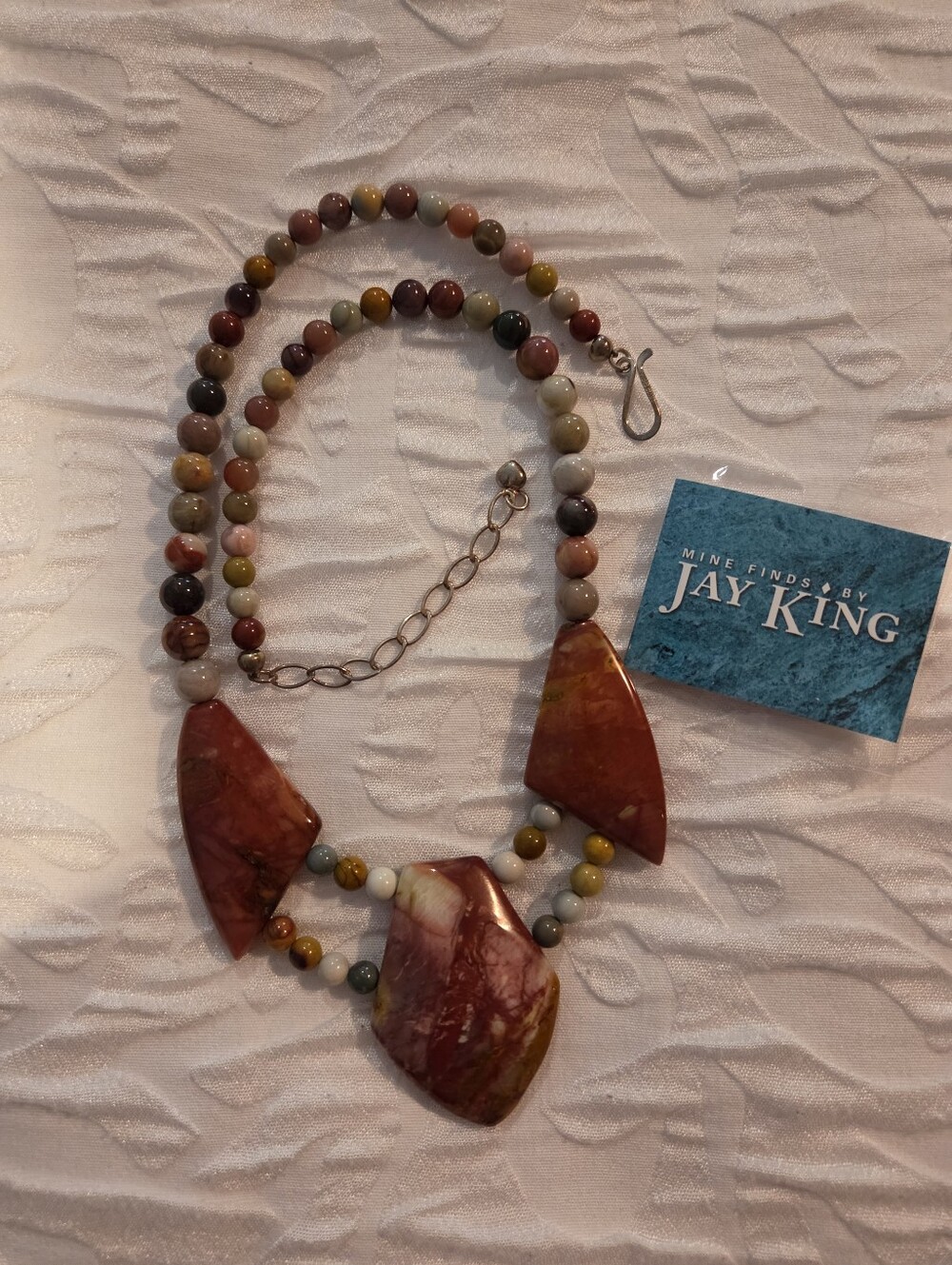 Jay King Multicolor Jasper Necklace with Earth Tone and Burgundy Focal Pendants